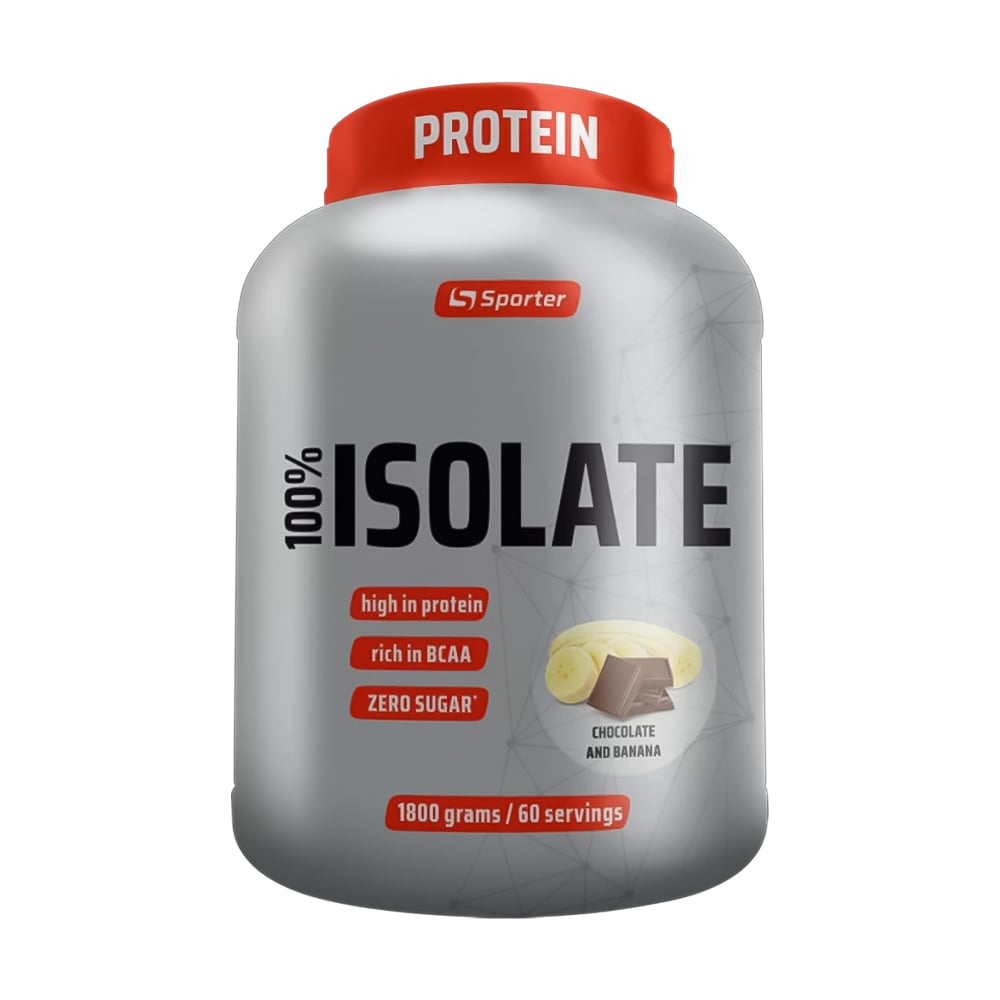 Ізолят сироваткового протеїну Sporter 100% Isolate Шоколад з бананом, в порошку, 1.8 кг